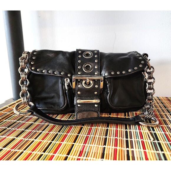 PRADA - a Studded Black Patch Catena Handbag - Very good condition - Picture 1 of 13
